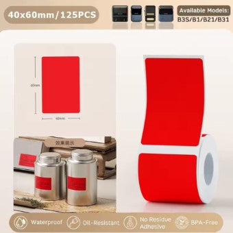 גליל של 125 מדבקות אדומות 60/40