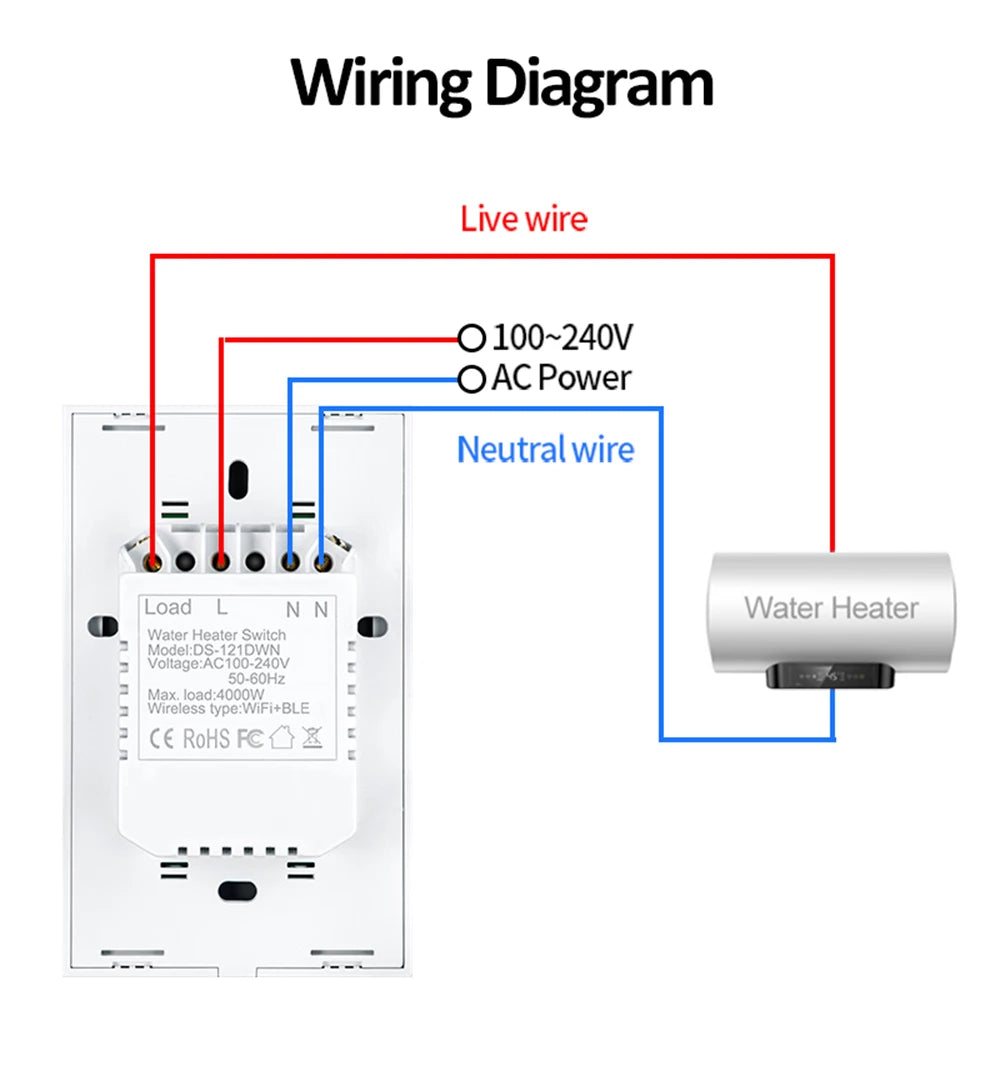 מתג חכם שליטה מהסמארטפון על דוד חשמלי או מזגן 40 אפר - משלוח חינם